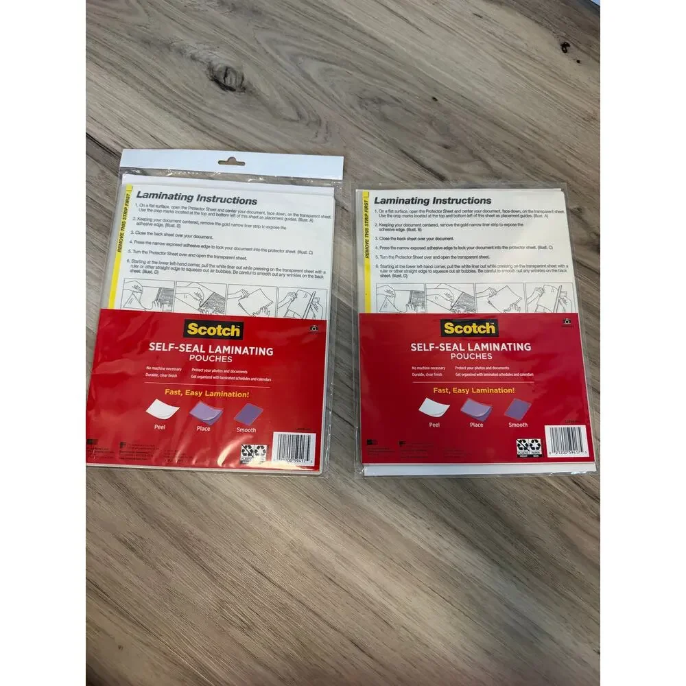 Lot of 2 Scotch Self-Seal Laminating Pouches 10Pkg lEach 9x11.5 Letter Size